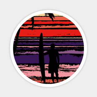 Sunset Surfer Stripes Magnet